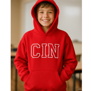 MOLETOM FECHADO COM CAPUZ VERMELHO